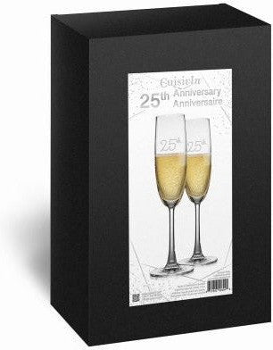 Cuisivin - 7.5 oz 25th Anniversary Flute Glass, Pack of 2 - 8465AN25