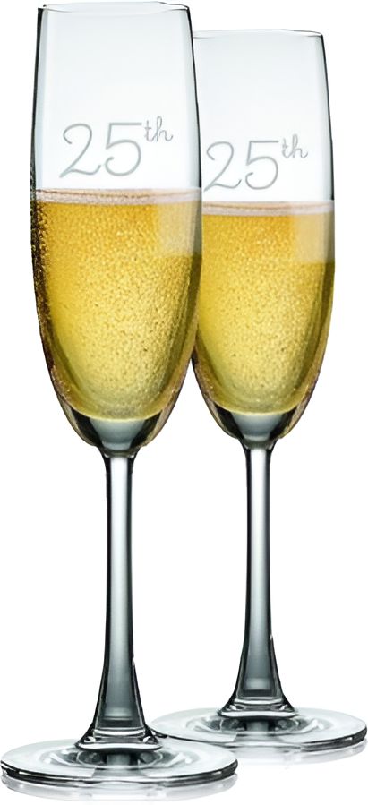 Cuisivin - 7.5 oz 25th Anniversary Flute Glass, Pack of 2 - 8465AN25