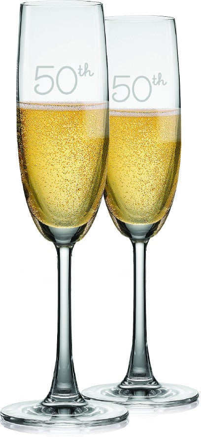 Cuisivin - 7.5 oz 50th Anniversary Champagne Flute Glass, Pack of 2 - 8465AN50