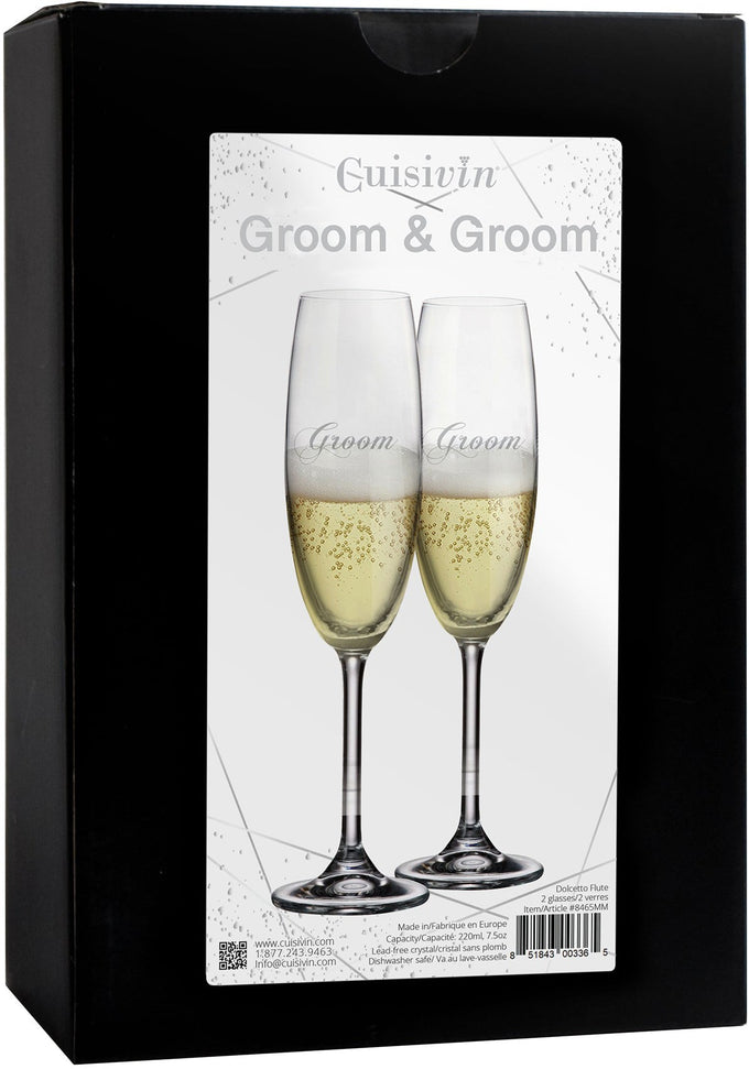 Cuisivin - 7.5 oz Groom & Groom Champagne Flute Glasses, Pack of 2 - 8465G