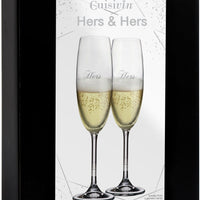 Cuisivin - 7.5 oz Hers & Hers Champagne Flute Glasses, Pack of 2 - 8465HERS