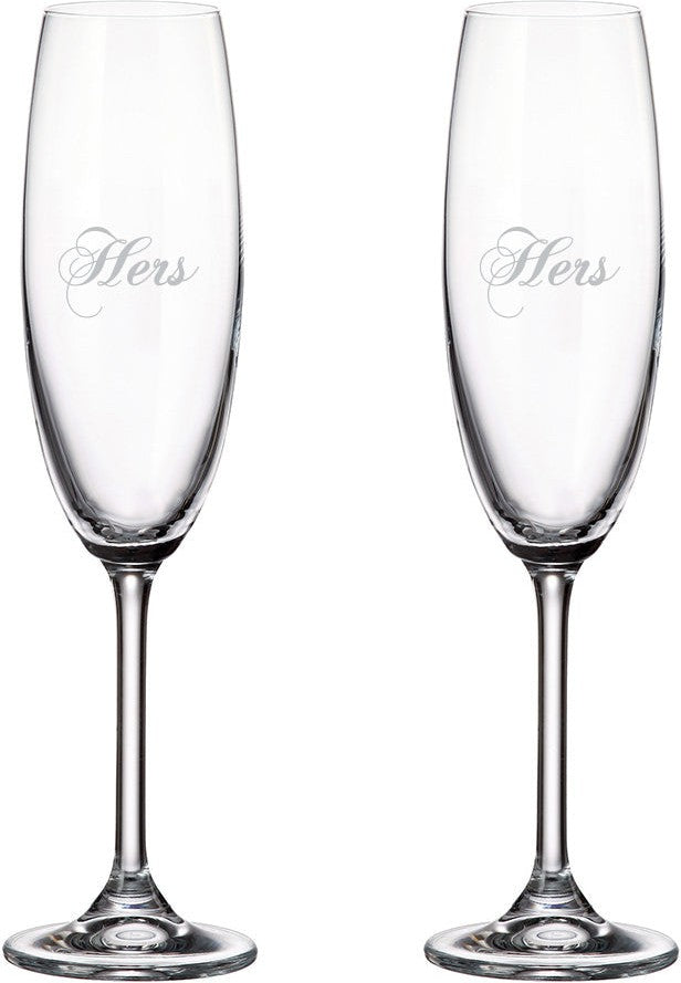 Cuisivin - 7.5 oz Hers & Hers Champagne Flute Glasses, Pack of 2 - 8465HERS