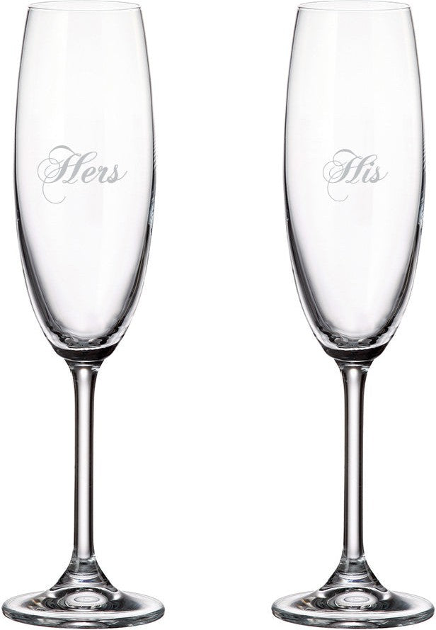 Cuisivin - 7.5 oz His & Hers Champagne Flute Glass, Pack of 2 - 8465HH