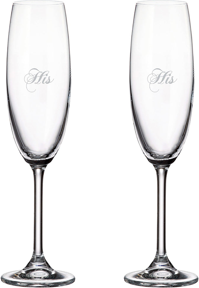 Cuisivin - 7.5 oz His & His Champagne Flute Glasses, Pack of 2 - 8465HIS