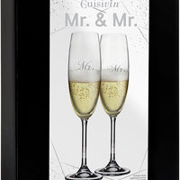 Cuisivin - 7.5 oz Mr. & Mr. Champagne Flute Glasses, Pack of 2 - 8465MR