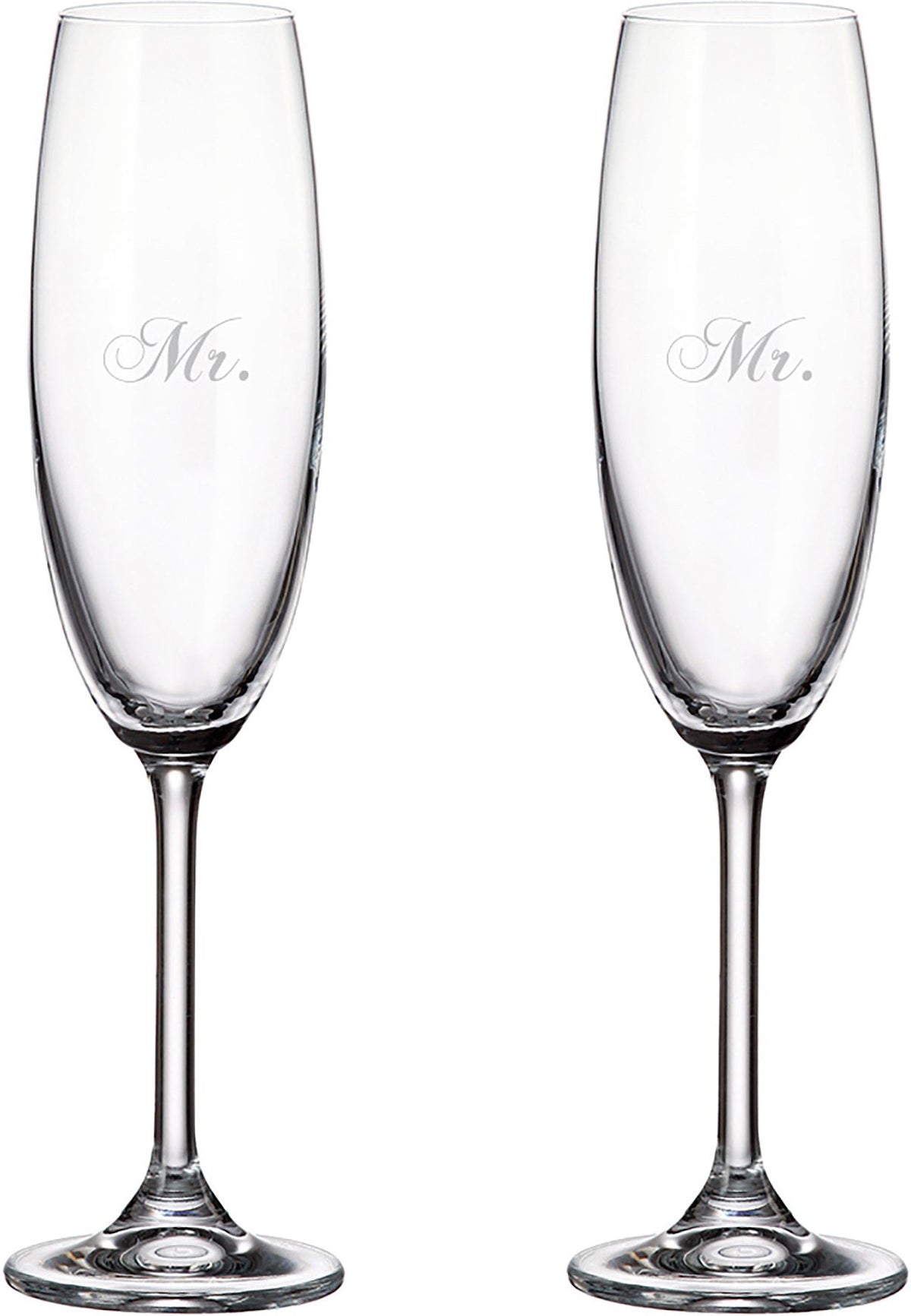 Cuisivin - 7.5 oz Mr. & Mr. Champagne Flute Glasses, Pack of 2 - 8465MR