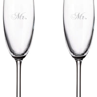 Cuisivin - 7.5 oz Mr. & Mr. Champagne Flute Glasses, Pack of 2 - 8465MR