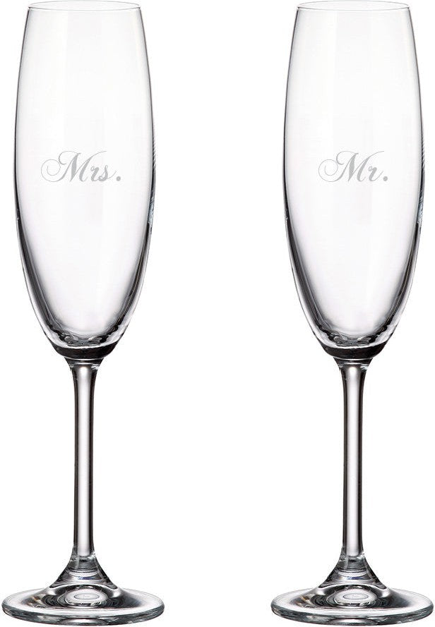 Cuisivin - 7.5 oz Mr. & Mrs. Champagne Flute Glass, Pack of 2 - 8465MM