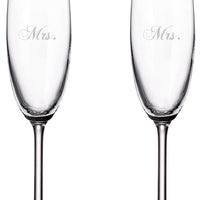 Cuisivin - 7.5 oz Mrs. & Mrs. Champagne Flute Glasses, Pack of 2 - 8465MRS
