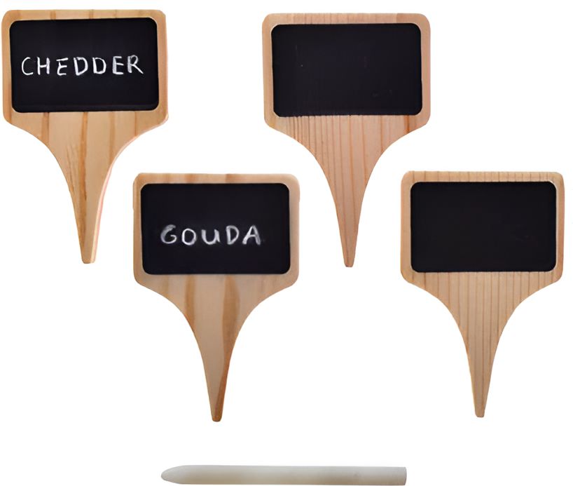 Cuisivin - Bel-Air Wood Cheese Markers, Pack of 4 Pc+1 Chalk - 4805