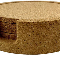 Cuisivin - Corky Round Coaster With Holder, Pack of 4 - 4630