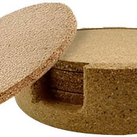 Cuisivin - Corky Round Coaster With Holder, Pack of 4 - 4630