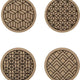 Cuisivin - Corky Round Geometric Print Coaster With Holder, Set of 4 - 4630GEO