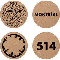 Cuisivin - Corky Round Montreal Print Coaster With Holder, Pack of 4 - 4630MONT