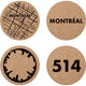 Cuisivin - Corky Round Montreal Print Coaster With Holder, Set of 4 - 4630MONT