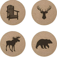 Cuisivin - Corky Round Muskoka Print Coaster With Holder, Pack of 4 - 4630MUSK
