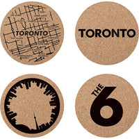 Cuisivin - Corky Round Toronto Print Coaster With Holder, Pack of 4 - 4630TOR