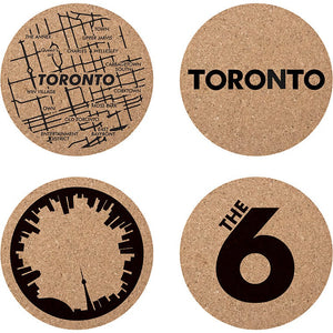 Cuisivin - Corky Round Toronto Print Coaster With Holder, Set of 4 - 4630TOR