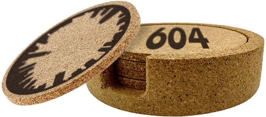 Cuisivin - Corky Round Vancouver Print Coaster With Holder, Pack of 4 - 4630VAN