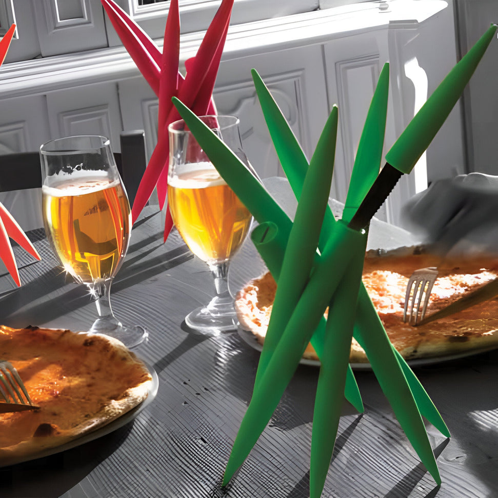 Cuisivin - Green Spicy Knives Holder With Steak Knives, Pack of 6 - ST10G