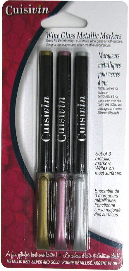 Cuisivin - Wine Glass Metallic Markers, Pack of 3 Pk - 3305