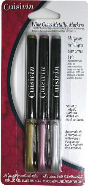 Cuisivin - Wine Glass Metallic Markers, Set of 3 Pk - 3305