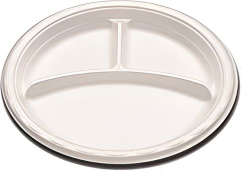 D&W Fine Pack - 9" White Foam 3 Compartment Plate, 500/Cs - FP9-3-500