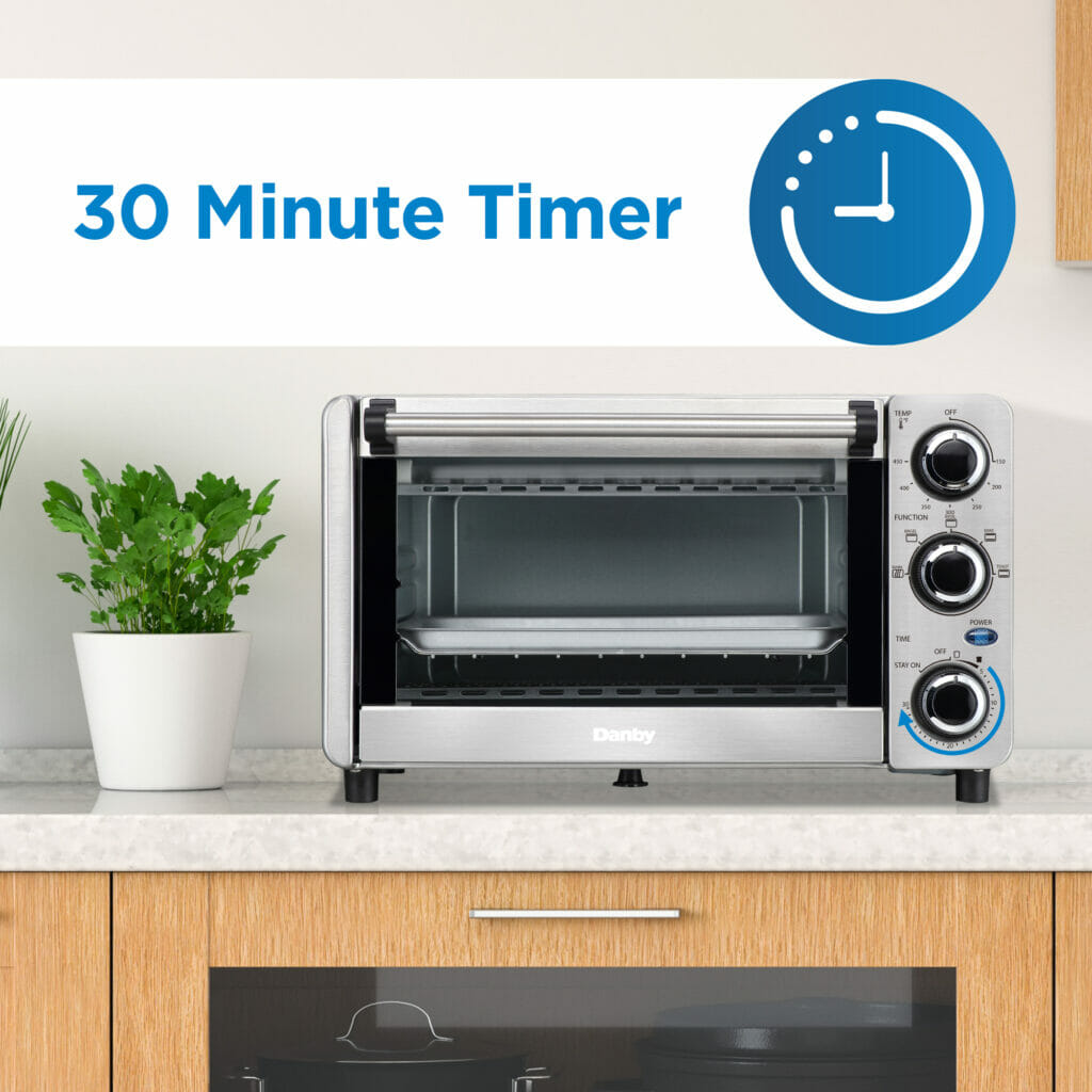 Danby - 0.4 cu.ft. 4 Slice Countertop Toaster Oven in Stainless Steel - DBTO0412BBSS