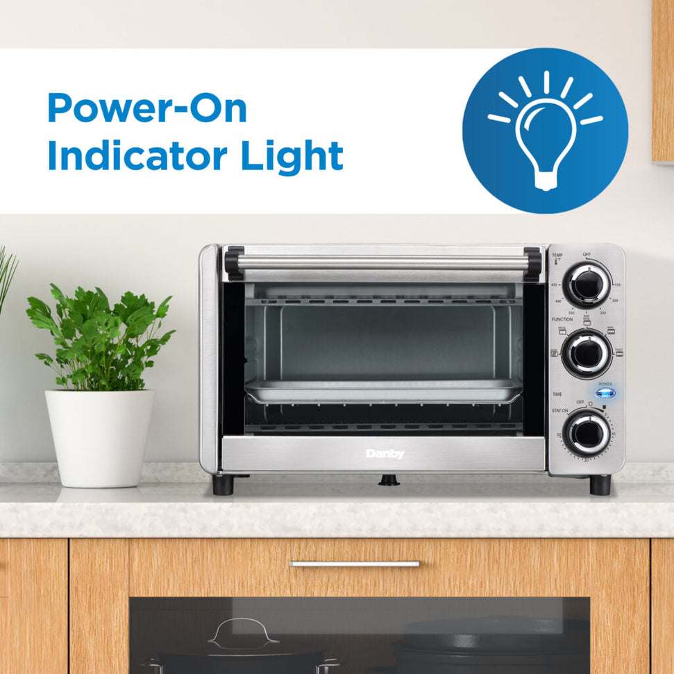 Danby - 0.4 cu.ft. 4 Slice Countertop Toaster Oven in Stainless Steel - DBTO0412BBSS