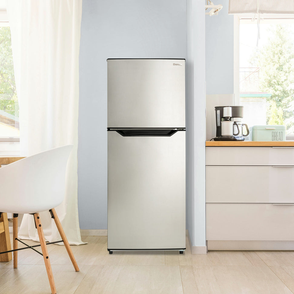 Danby - 11.6 cu.ft. Apartment Size Top Mount Left Hinged Fridge In Stainless Steel - DFF116B2SSDBL