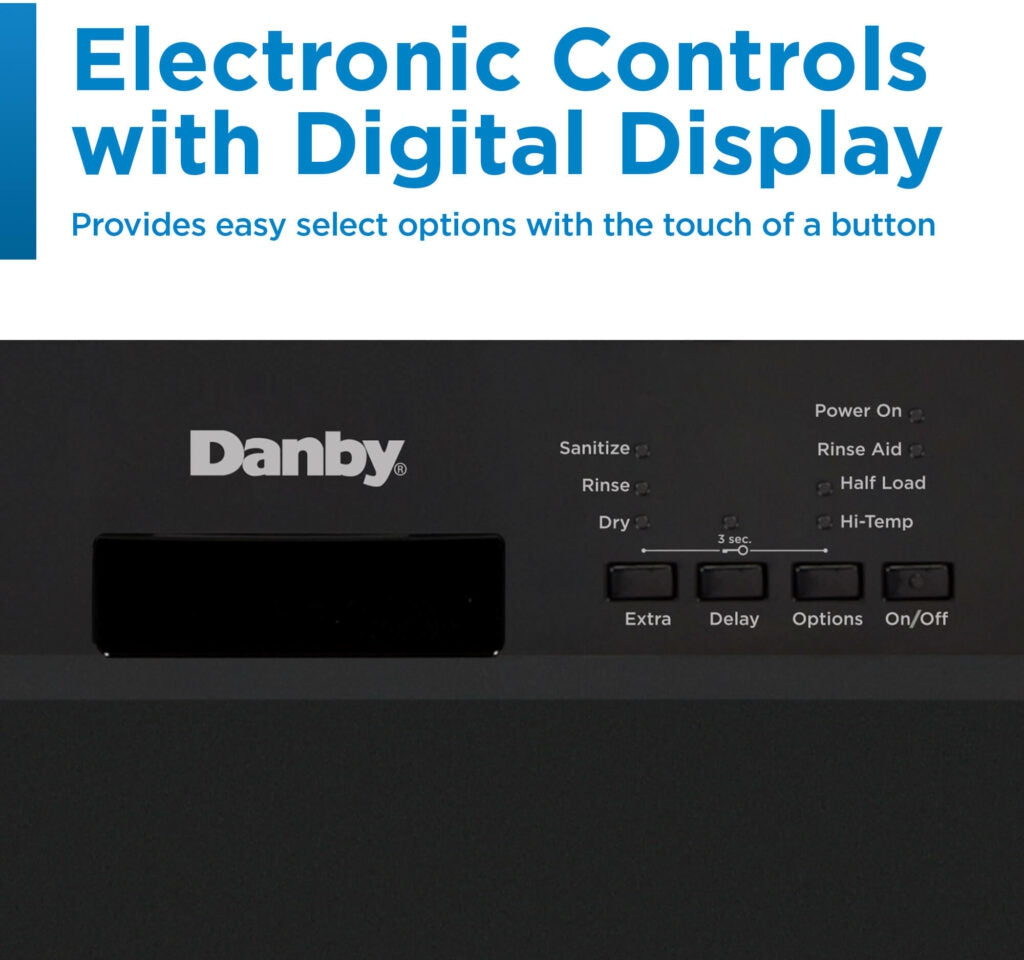 Danby - 18″ Wide Built-In Dishwasher In Black - DDW18D1EB