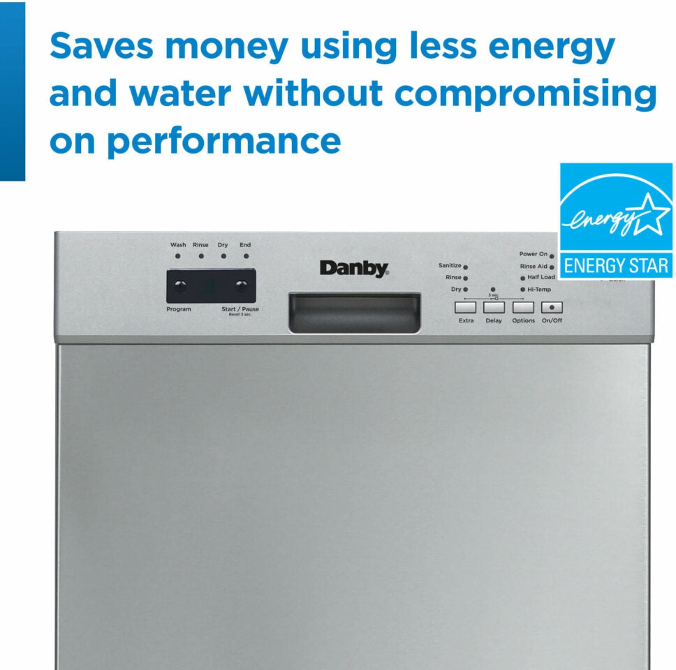 Danby - 18″ Wide Built-In Dishwasher In Stainless Steel - DDW18D1ESS