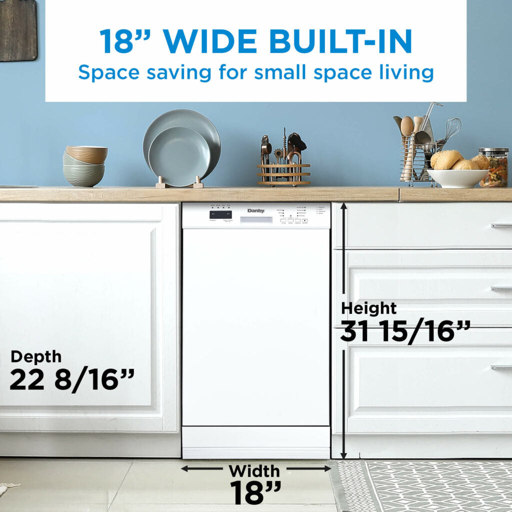 Danby - 18″ Wide Built-In Dishwasher In White - DDW18D1EW