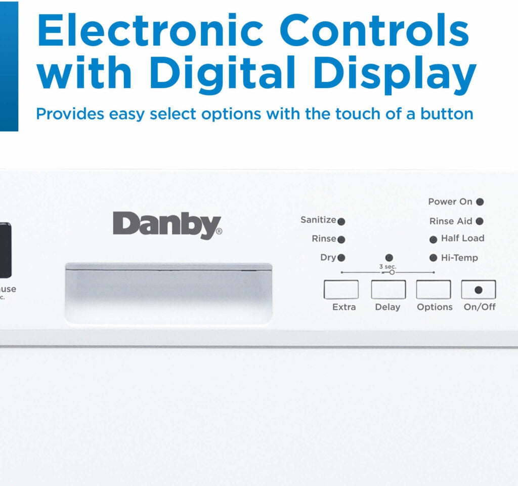 Danby - 18″ Wide Built-In Dishwasher In White - DDW18D1EW