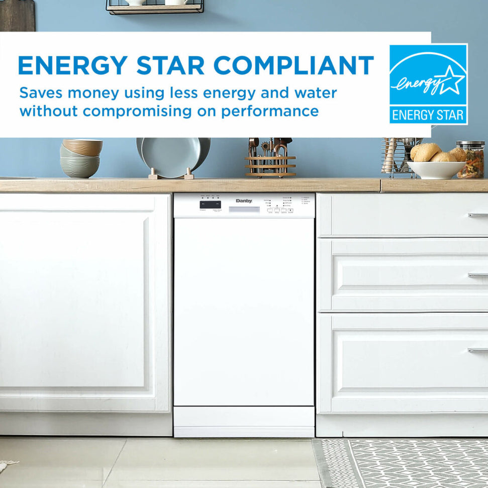 Danby - 18″ Wide Built-In Dishwasher In White - DDW18D1EW