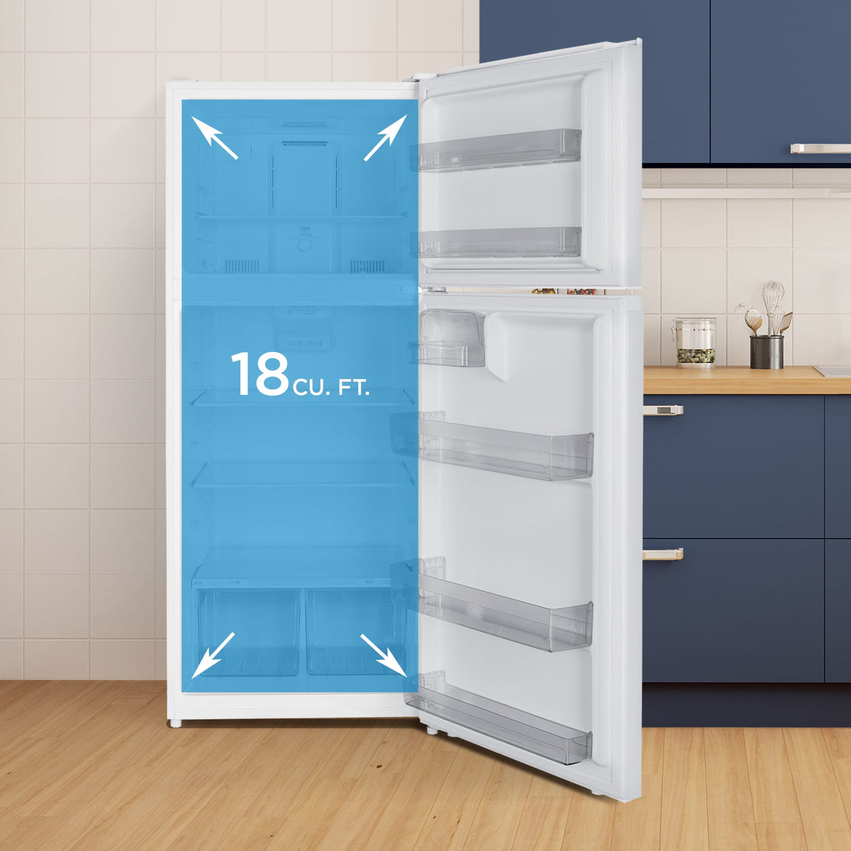 Danby - 18 cu.ft. Top Mount Refrigerator in White - DFF176B1WDB