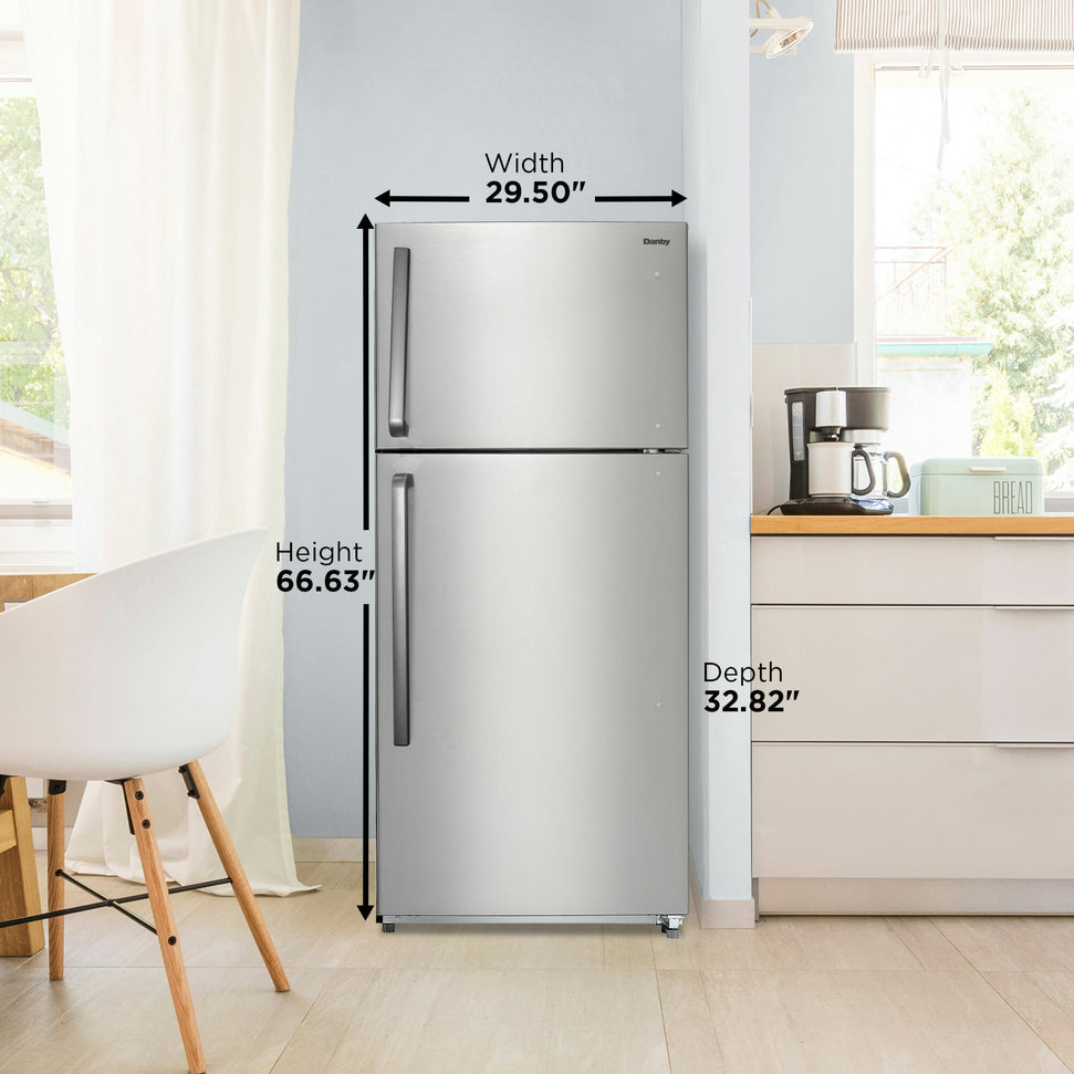 Danby - 18.1 cu.ft. Top Mount Apartment Size Fridge in Stainless Steel - DFF180E2SSDB