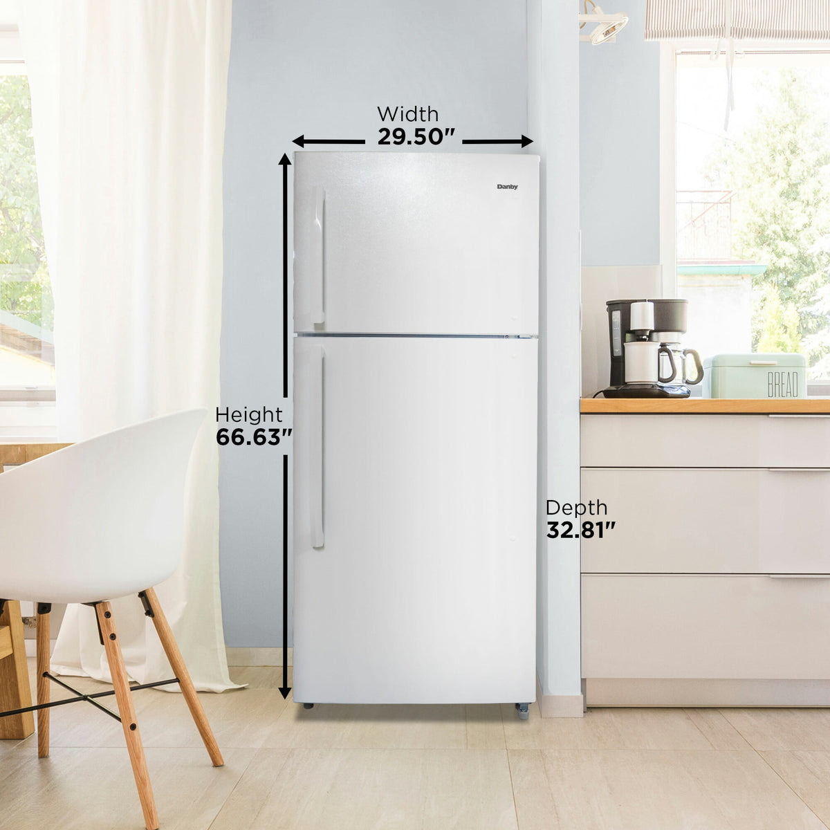 Danby - 18.1 cu.ft. Top Mount Apartment Size Fridge in White - DFF180E1WDB