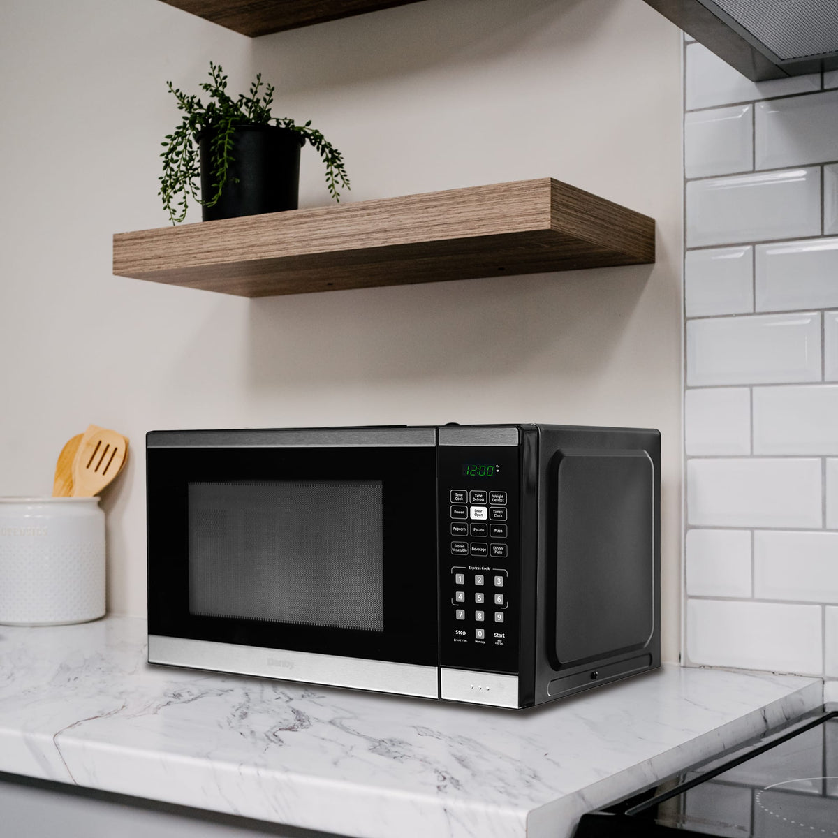 Danby - 1.1 cu.ft. Black & Stainless Steel Countertop Microwave - DBMW1126BBS