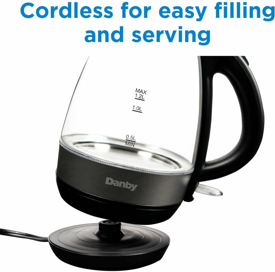 Danby - 1.2 L Black Anti-Slip Bottom Glass Kettle - DBKT12013BD11