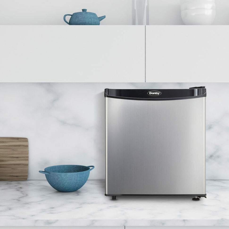 Danby - 1.6 cu.ft. Stainless Steel Door Black Cabinet Compact Fridge - DAR016A1BSLDB