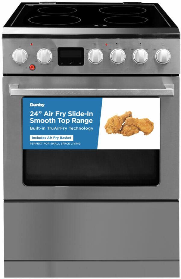 Danby - 24″ TruAirFry Smooth Top Stainless Steel Slide-in Electric Range - DRCA240BSSC
