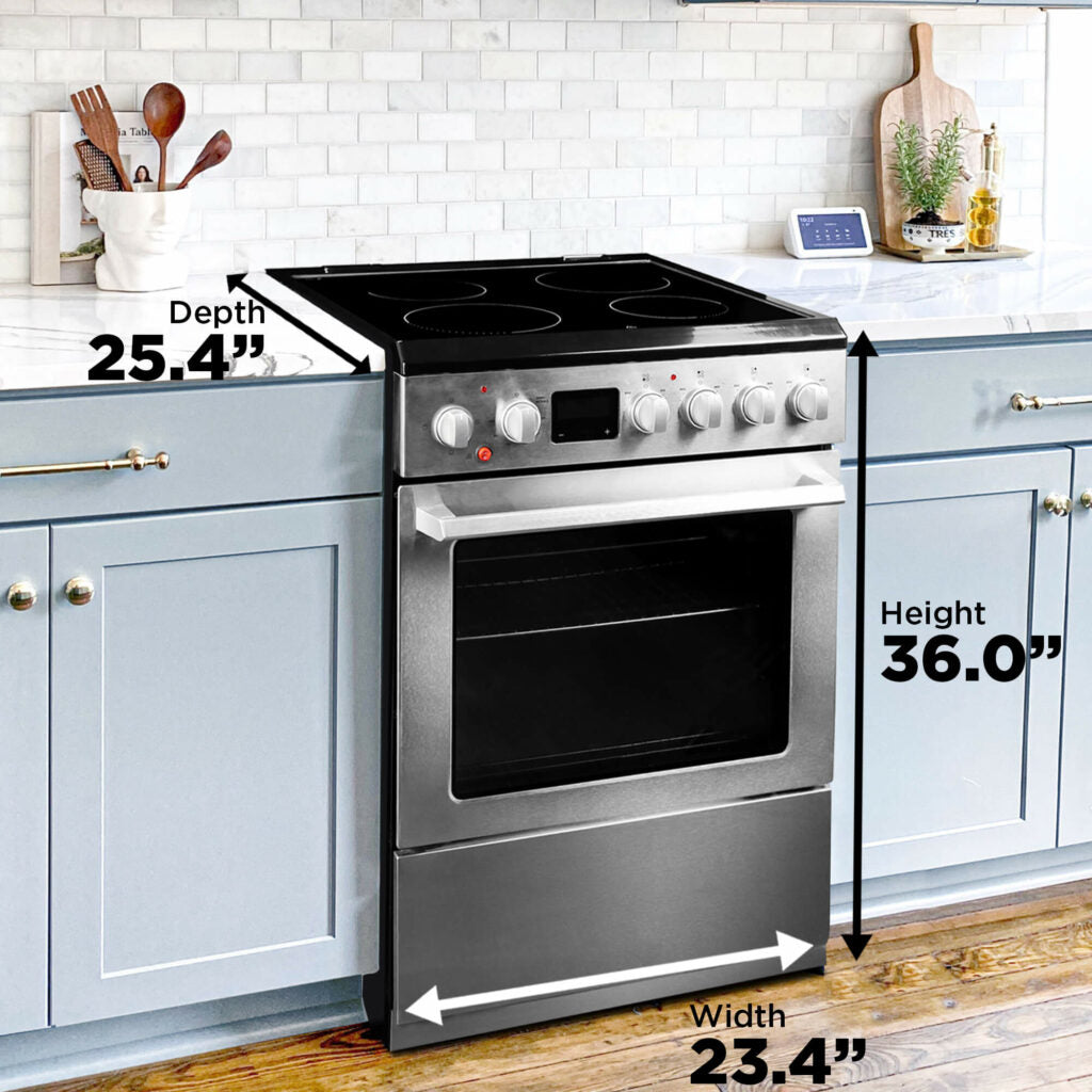 Danby - 24″ TruAirFry Smooth Top Stainless Steel Slide-in Electric Range - DRCA240BSSC