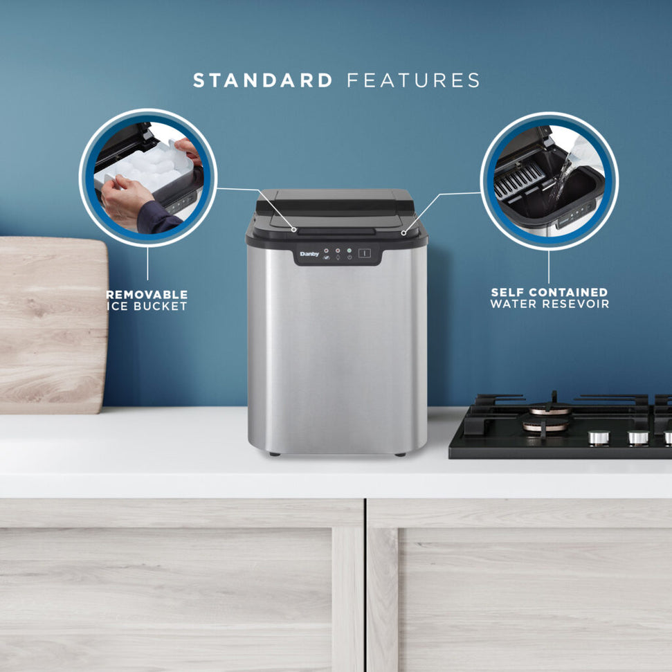 Danby - 25 lbs. Countertop Stainless Steel Ice Maker - DIM2500SSDB