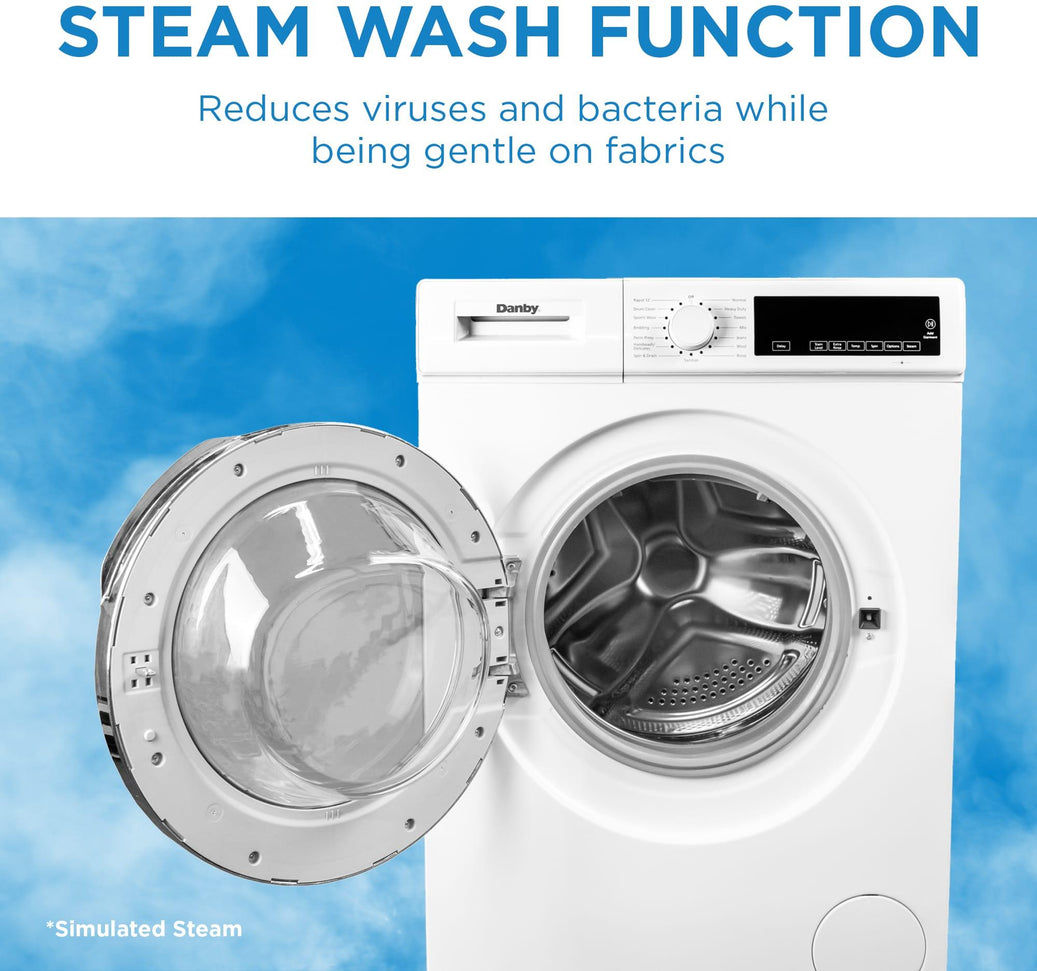 Danby - 2.2 cu. ft. Stackable Front Load White Washing Machine with Steam - DWM022D3WDB