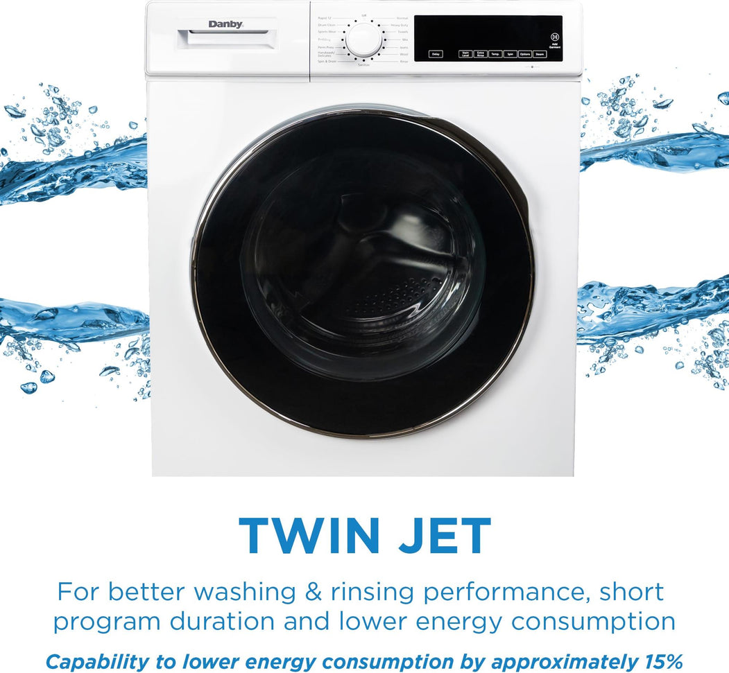 Danby - 2.2 cu. ft. Stackable Front Load White Washing Machine with Steam - DWM022D3WDB