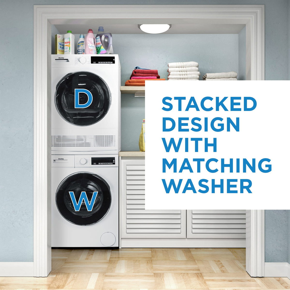 Danby - 2.2 cu. ft. Stackable Front Load White Washing Machine with Steam - DWM022D3WDB