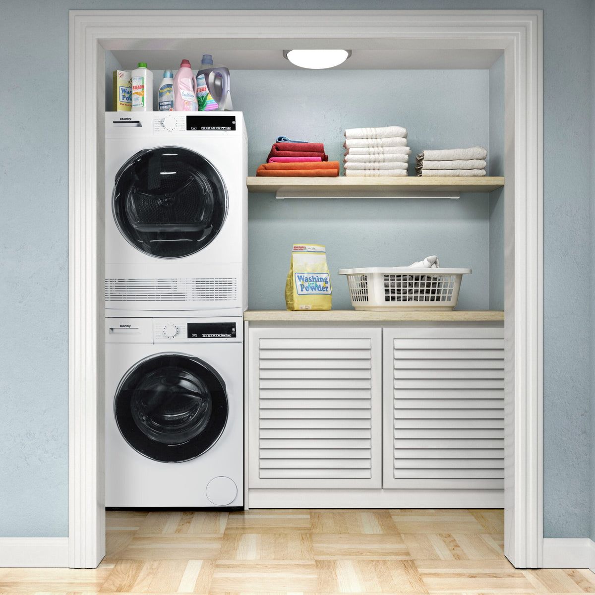 Danby - 2.2 cu. ft. Stackable Front Load White Washing Machine with Steam - DWM022D3WDB