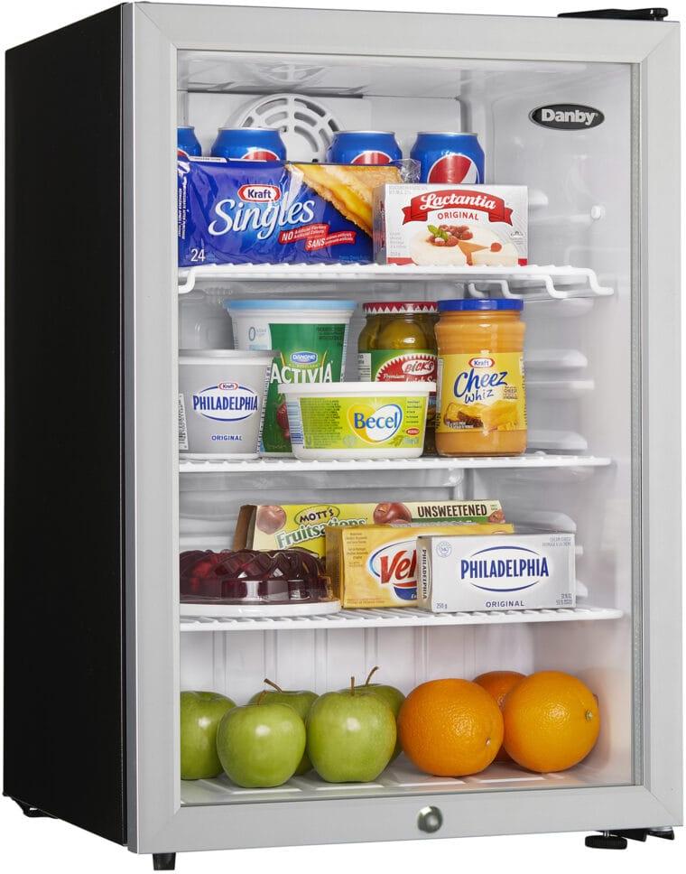Danby - 2.6 cu.ft. Compact Glass Door Platinum Fridge - DAG026A2BDB