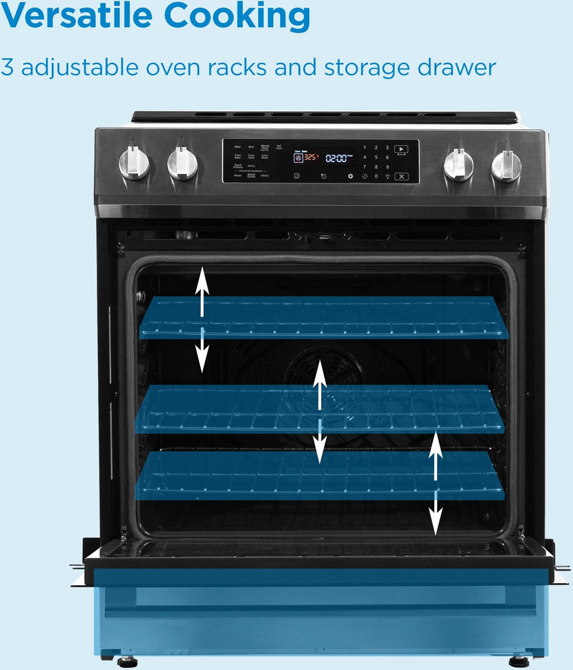 Danby - 30” Stainless Steel Slide in Induction Range with LED Touch Control - DIRC300BSSC